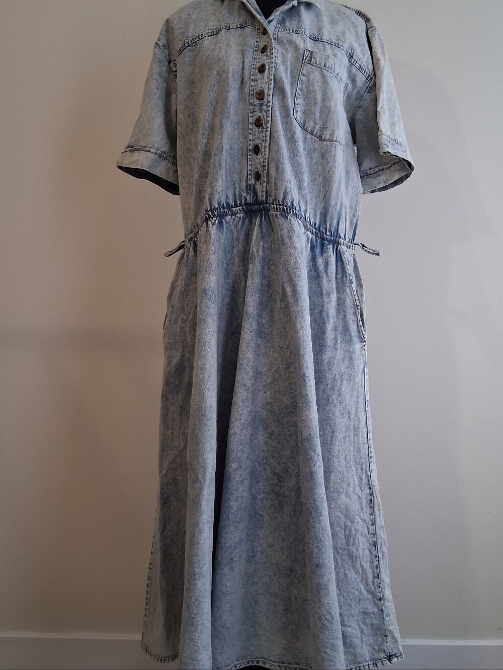 Acid Wash Denim Vintage 80s-90s Dress Two Roads By Sears Sz 18 Fits XL GUC